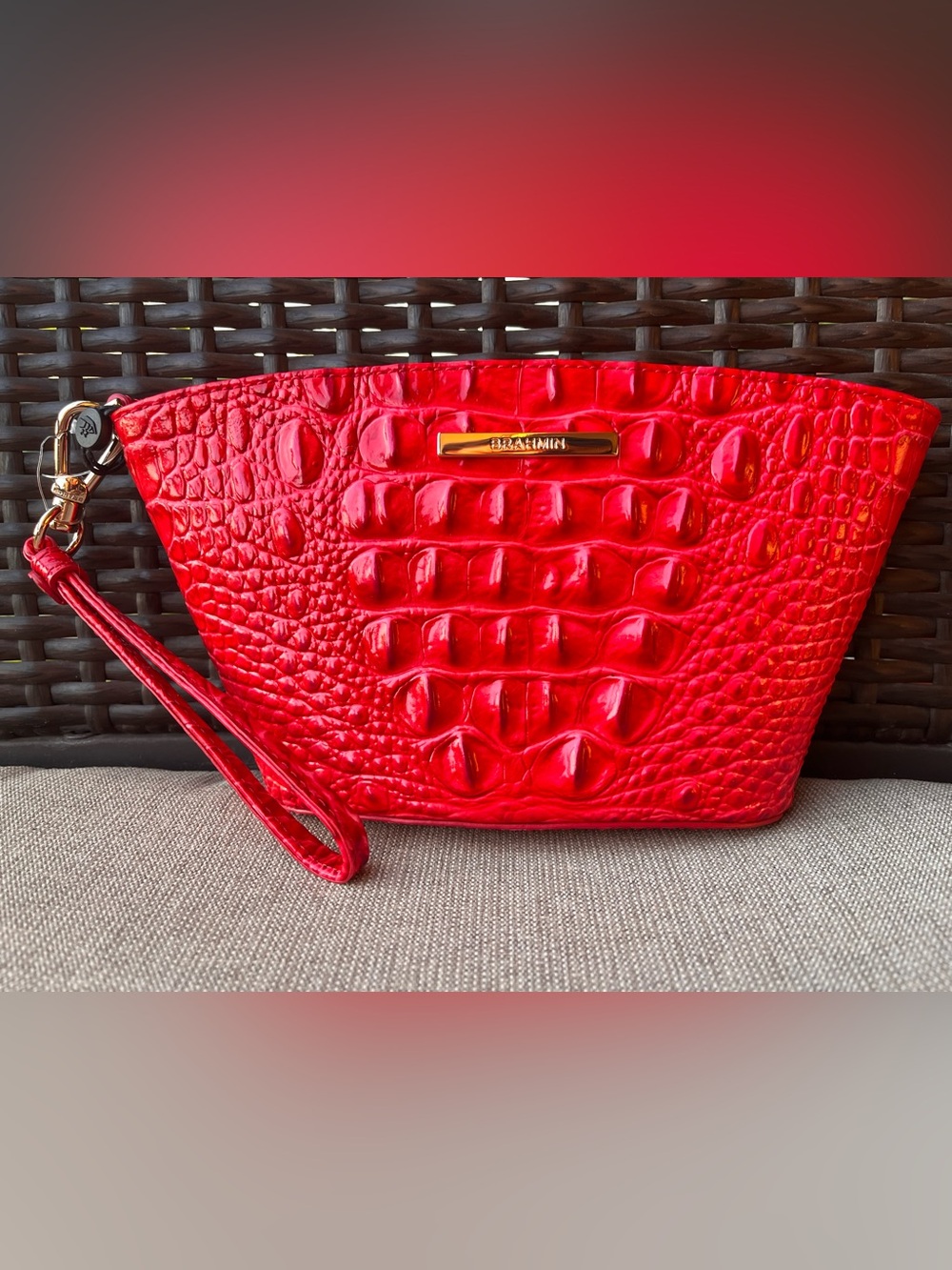 NWT Brahmin ARIANA in SRIRACHA Pouch/Wristlet/Cosmetic Bag Melbourne